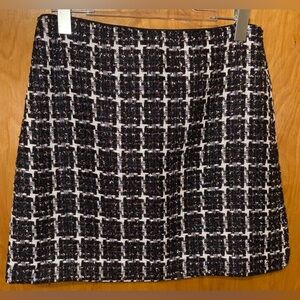 LOFT black/multicolored shimmer tweed a-line skirt Size 6 side zipper closure